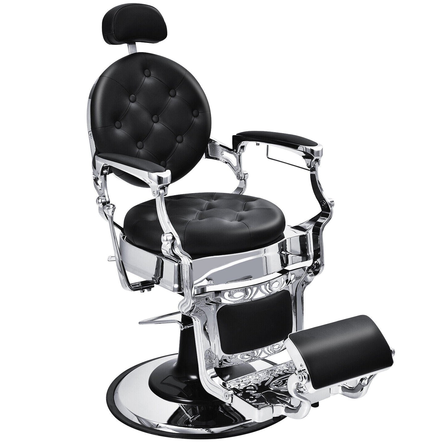 Height Adjustable 360¬∞ Swivel Vintage Salon Barber Chair-Black