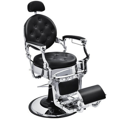 Height Adjustable 360¬∞ Swivel Vintage Salon Barber Chair-Black