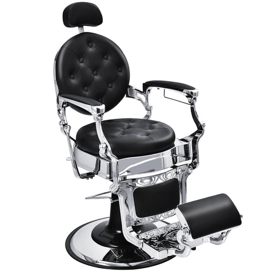 Height Adjustable 360¬∞ Swivel Vintage Salon Barber Chair-Black