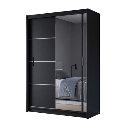 Black Mirrored Sliding Door Wardrobe 150cm – MAYFAIR