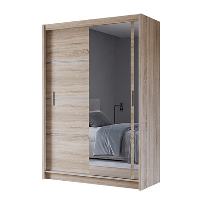 Oak Sonoma Mirrored Sliding Door Wardrobe 150cm – MAYFAIR