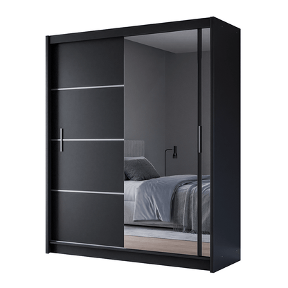 Black Mirrored Sliding Door Wardrobe 180cm – MAYFAIR