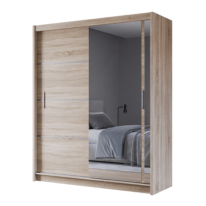 Oak Sonoma Mirrored Sliding Door Wardrobe 180cm – MAYFAIR