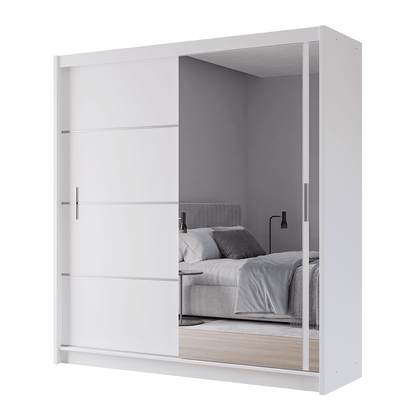 White Mirrored Sliding Door Wardrobe 203cm – MAYFAIR