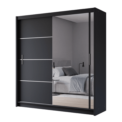 Black Mirrored Sliding Door Wardrobe 203cm – MAYFAIR