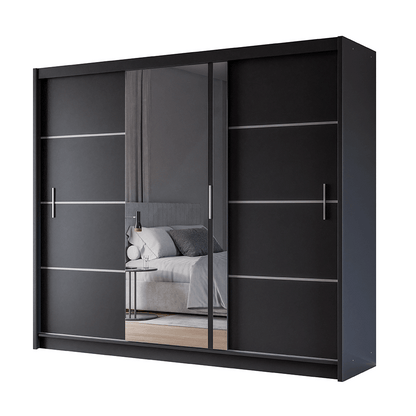 Black Mirrored Sliding Door Wardrobe 250cm – MAYFAIR
