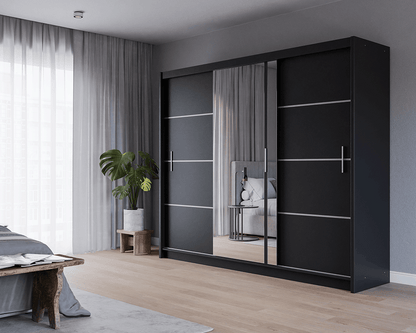 Black Mirrored Sliding Door Wardrobe 250cm – MAYFAIR