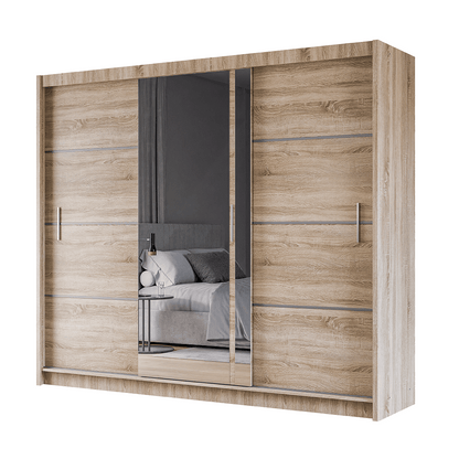 Oak Sonoma Mirrored Sliding Door Wardrobe 250cm – MAYFAIR
