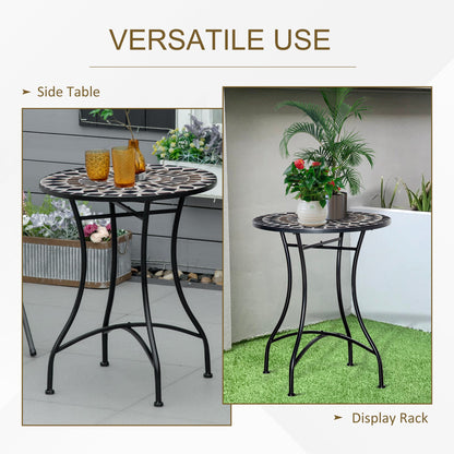 Outsunny 60cm Mosaic Outdoor Patio Table - Black