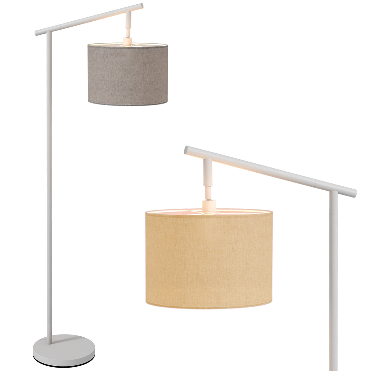 HOMCOM Metal Frame Floor Lamp with 350 Degree Rotating Lampshade, for Living Room and Bedroom, LED Bulb Included, Grey