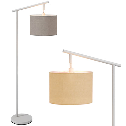 HOMCOM Metal Frame Floor Lamp with 350 Degree Rotating Lampshade, for Living Room and Bedroom, LED Bulb Included, Grey