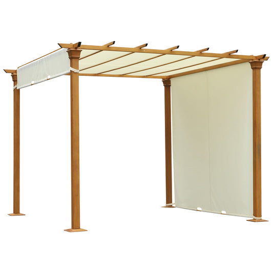 Outsunny Steel Frame Retractable Outdoor Garden Pergola Beige