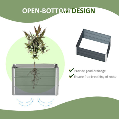 Outsunny Raised Garden Bed, Elevated Metal Planter Box w/ Installation Gloves for Backyard, Patio to Grow Vegetables, Herbs, and Flowers, Grey