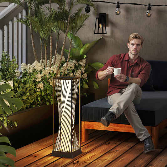 Outsunny Rattan Solar Garden Lights in Sand Brown, image 2