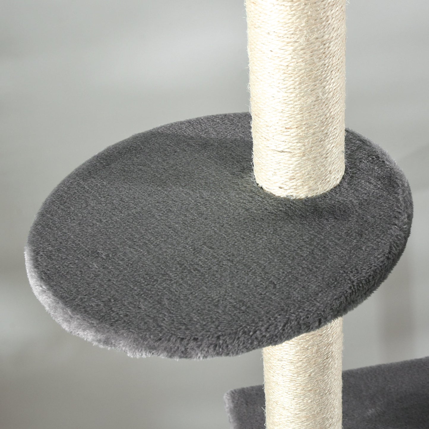 PawHut 270cm Floor To Ceiling Cat Tree Cat House Scratching Post for Indoor Cats Hammock Hanging Ball Activity Center Grey