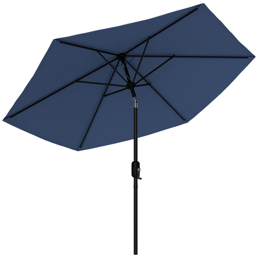 Outsunny 2.6 m Garden Parasol Umbrella with Aluminium Pole in Navy Blue
