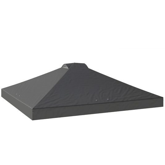 Outsunny Gazebo Roof Replacement UV50+ Waterproof Pop Up Canopy Cover with 8 Drainage Holes 3 x 3 m Dark Grey