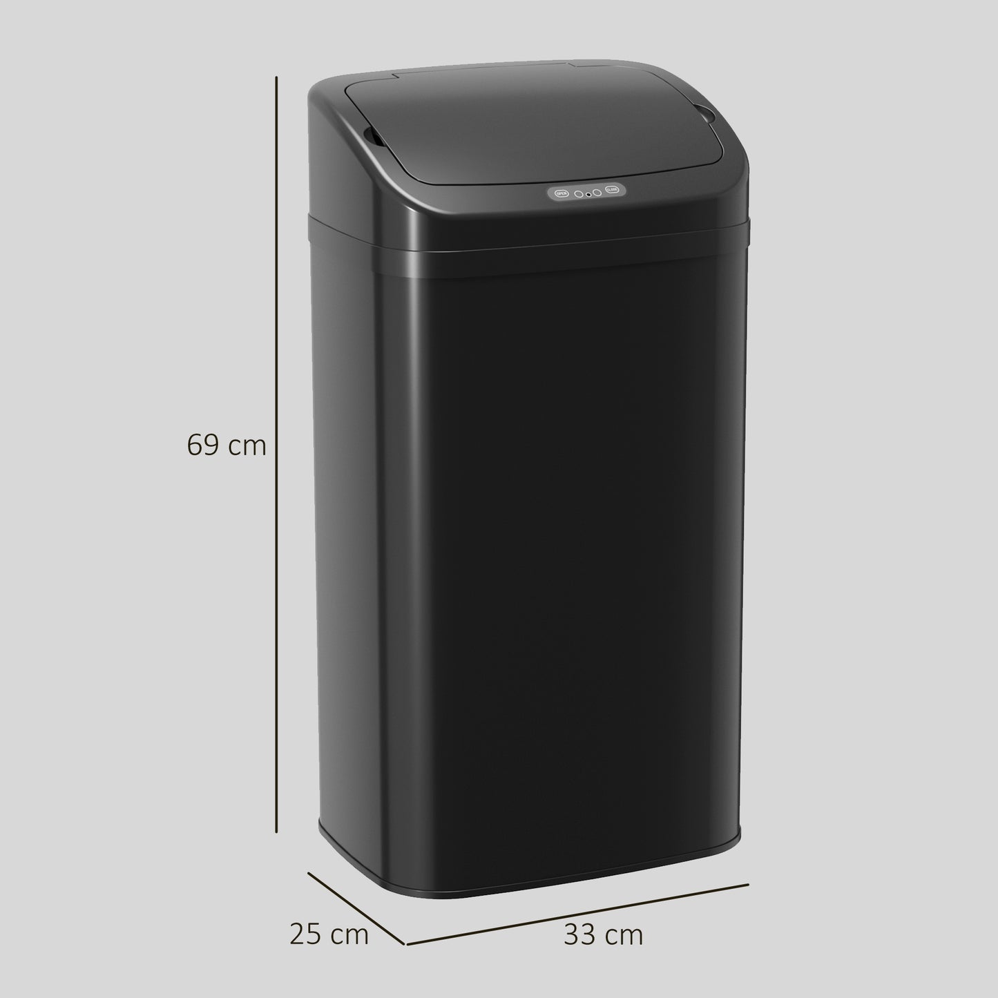 HOMCOM 48L Galvanised Steel Sensor Bin - Black