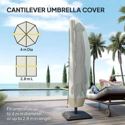 Outsunny Parasol Cover, 600D Oxford Cantilever Umbrella Cover Fit for 2-4m Parasol, Banana Umbrella Protector with Zipper for Outdoor Garden, Patio, White