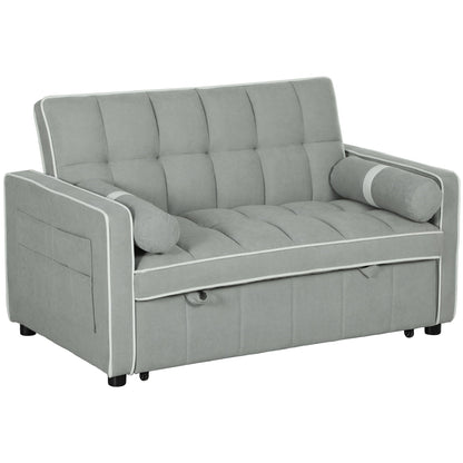 HOMCOM Dwuosobowa sofa rozkładana z imitacją lnu - jasnoszara