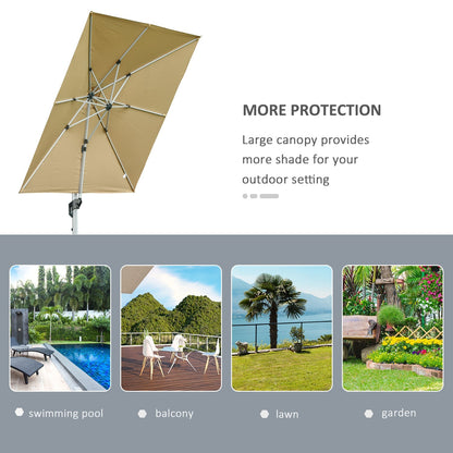 3 x 3(m) Cantilever Roma Parasol with Aluminum Frame Crank & Tilt, 360°Rotating Garden Umbrella 250g Polyester SunShade with CrossBase Beige