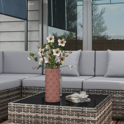 Outsunny Seven-Piece Rattan Garden Set, with Glass-Top Table - Mixed Grey