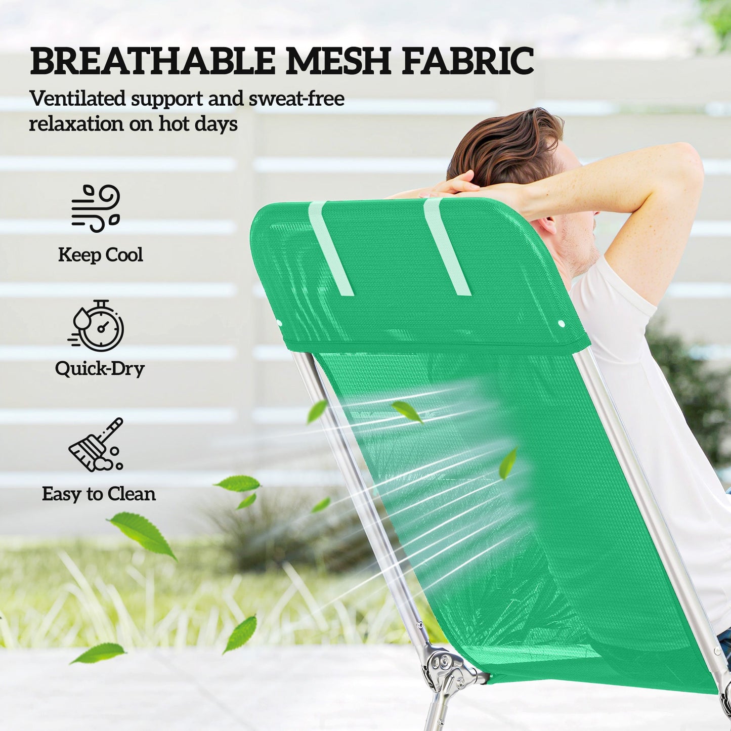 Outsunny Set of Two Steel Frame Sun Loungers, with Reclining Backs - Dark Green