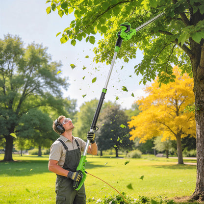 Outsunny 2.6m Corded Extendable Hedge Trimmer with 90Â° Adjustable Head, 450W Telescopic Electric Hedge Cutter Long Reach