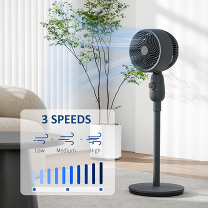 HOMCOM Pedestal Fan, Powerful Air Circulator, 36 Inch Floor Standing Fan with 3 Speed Settings, 70° Oscillating for Bedroom, Home and Office, Grey