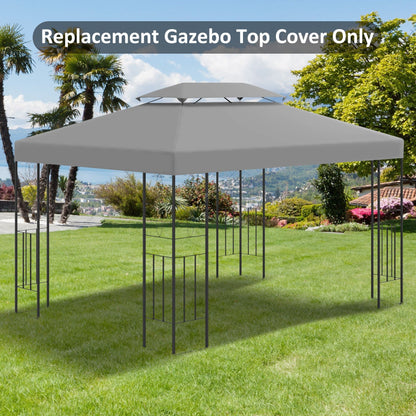 Outsunny 3x4m Gazebo Replacement Roof Canopy, 2 Tier Top UV Cover Garden Outdoor Awning Shelters, Light Grey (TOP ONLY)