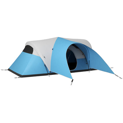 Outsunny 3000mm Waterproof Camping Tent for 7 Man, Family Tent with Porch and Sewn in Groundsheet, Portable with Bag, Blue
