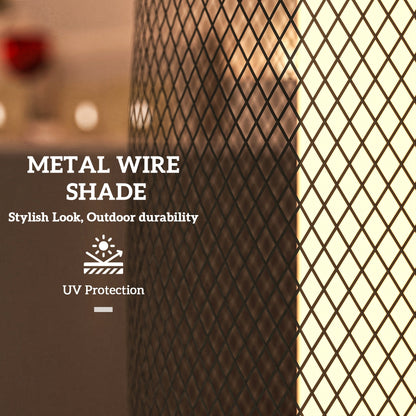 Lampa ogrodowa Outsunny Solar, 71,5 cm wysokości, metalowa lampa podłogowa, automatyczne włączanie/wyłączanie, lampa ogrodowa LED Solar z kloszem z metalowego drutu, IP44 do użytku na zewnątrz, na ganku, ścieżce, tarasie, w kolorze czarnym