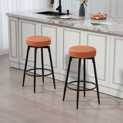 HOMCOM Set of Two Faux Leather Bar Stools - Brown/Black