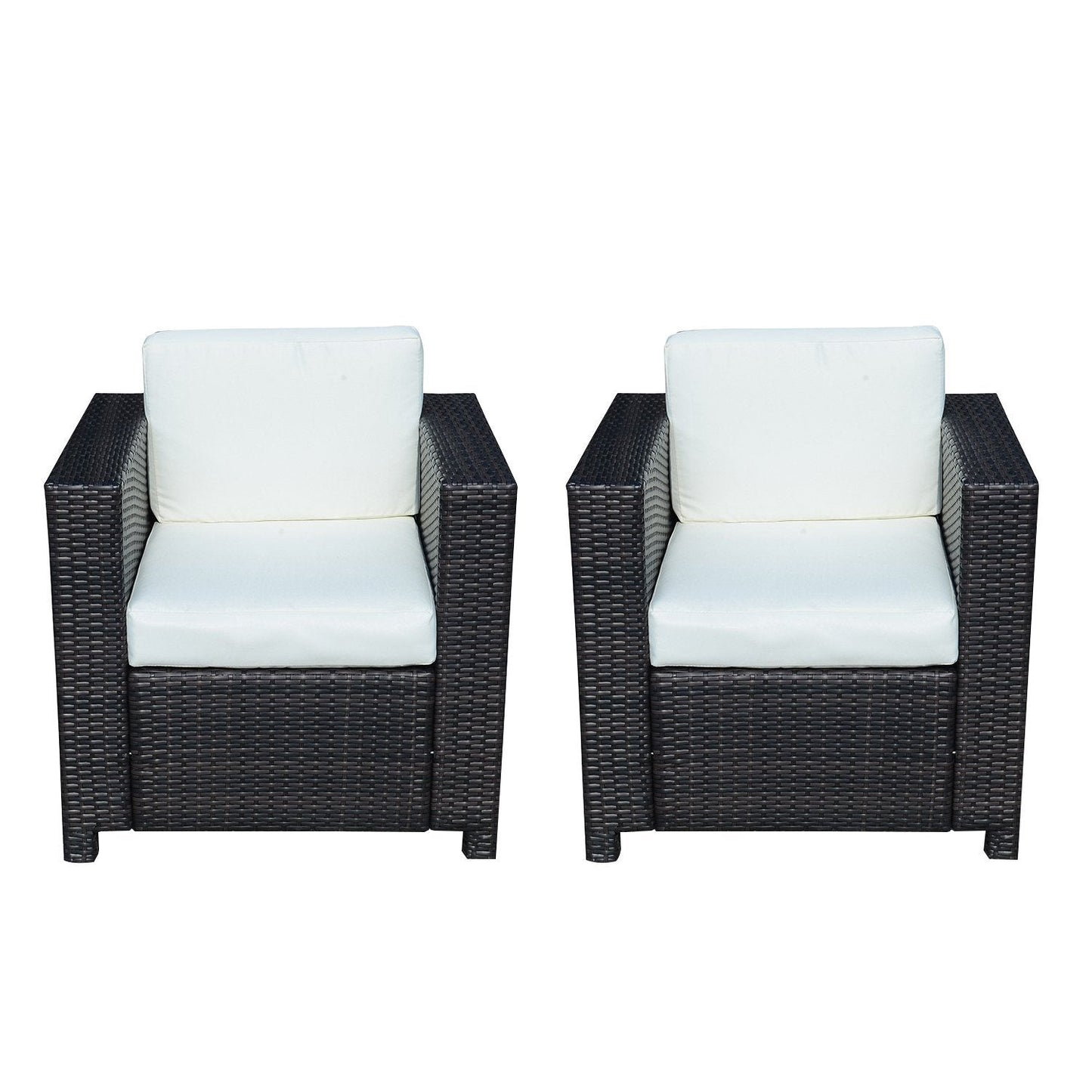 Outsunny 2 Rattan Garden single Seater Chair All Weather Wicker Weave Single Sofa chair armchair Patio Black