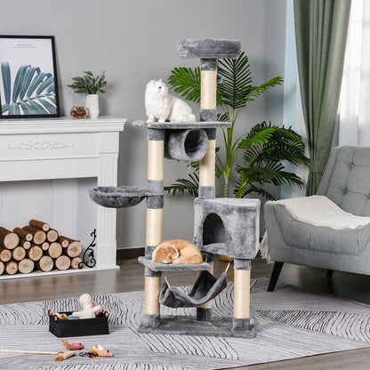 PawHut Cat Tree Condo Tower Multi-level Height 150CM  Kittens Activity Stand House with Toys & Various Scratching Posts