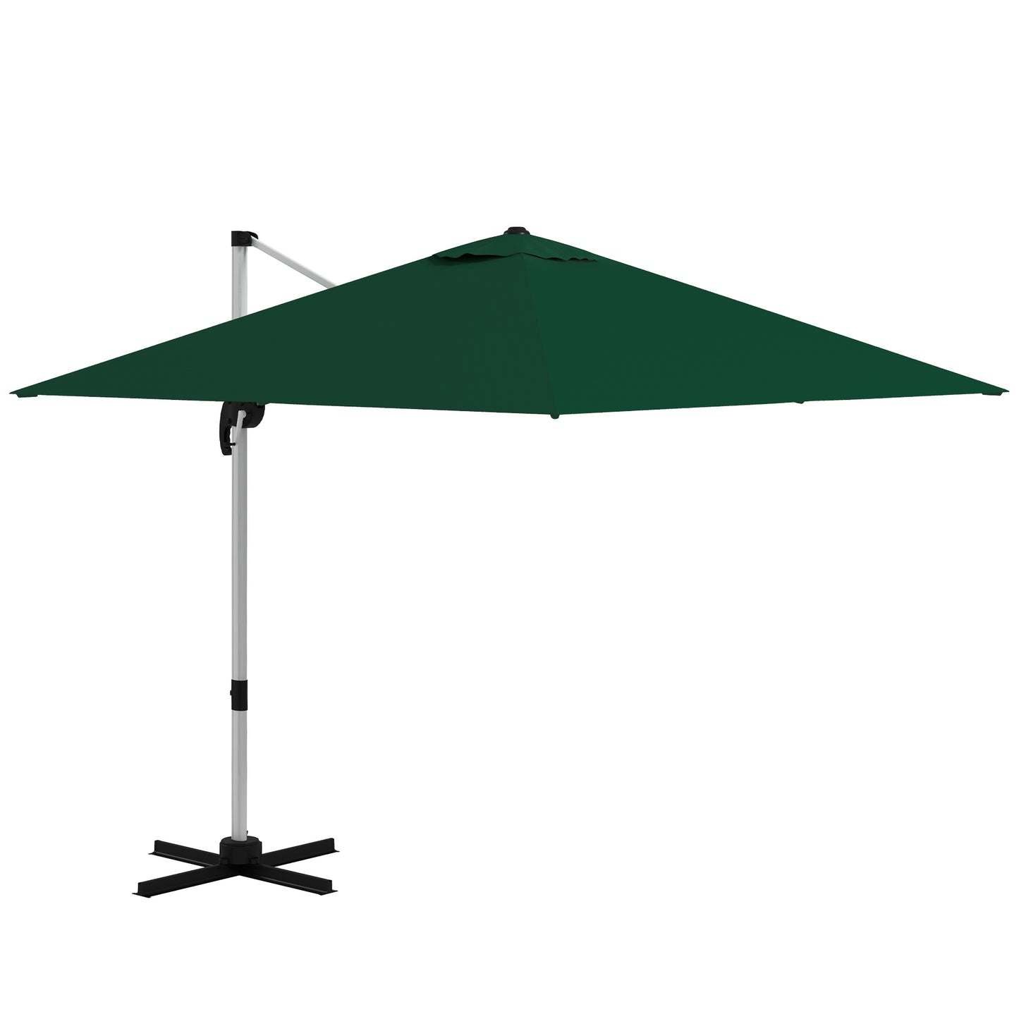 Parasol ogrodowy Outsunny Square Cantilever z pięciopozycyjnym baldachimem – zielony