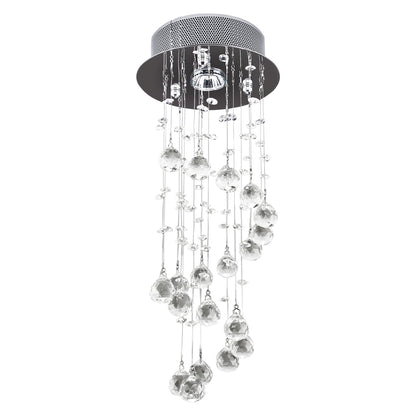 HOMCOM Metalowy kryształowy żyrandol sufitowy Elegancka lampa wisząca Salon Schody Schody Spiralna lampa wisząca Kropla deszczu Srebrna