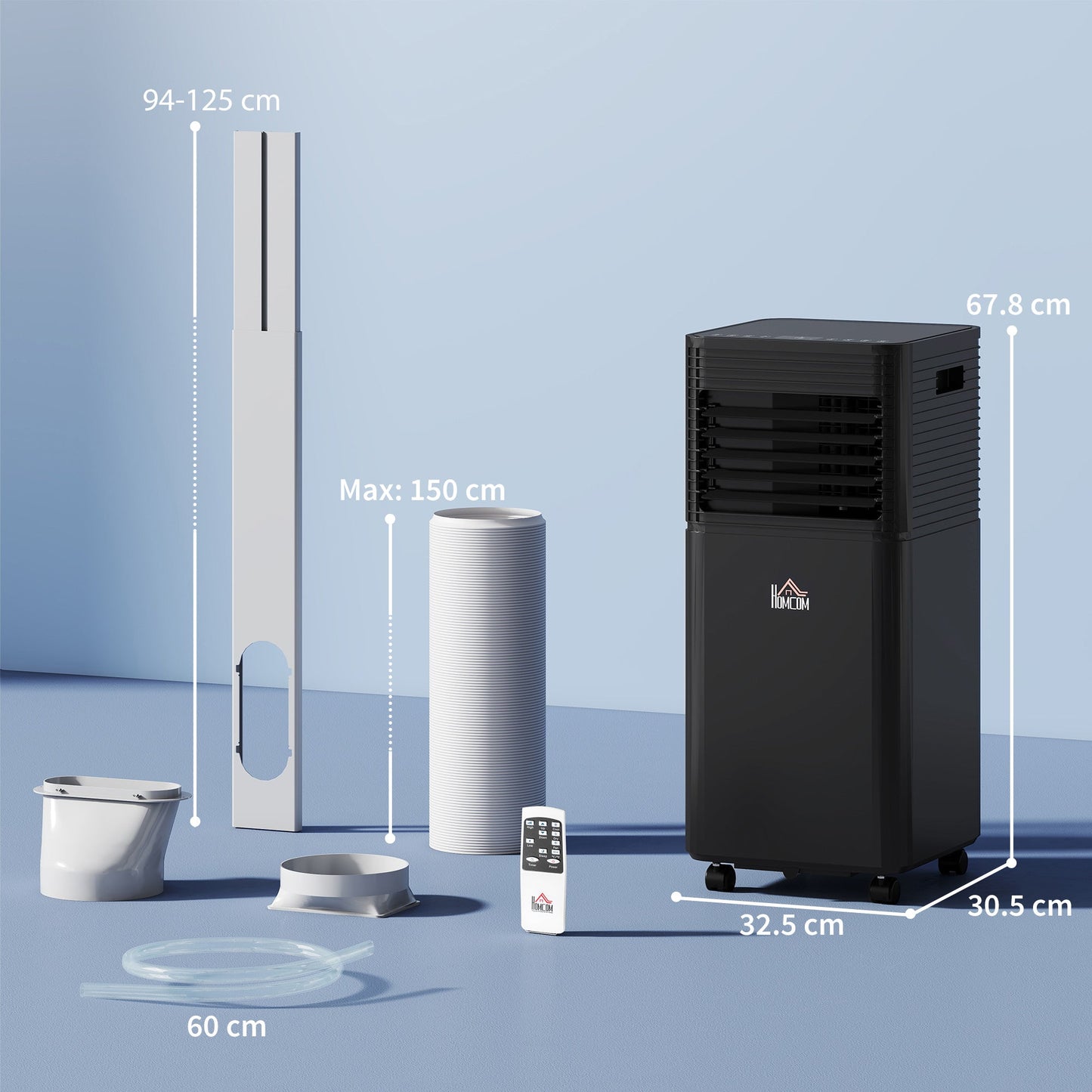 HOMCOM 7000 BTU 4-In-1 Portable Air Conditioner Unit Cooling Dehumidifying Ventilating for Room up to 26m√Ç¬≤, with Fan, Remote, 24H Timer, Window Mount Kit, R290, A Energy Efficiency