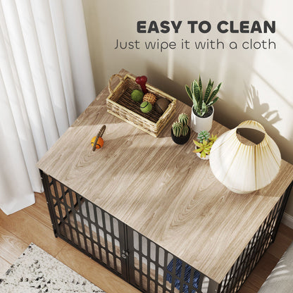 PawHut Dog Crate Furniture with Anti-Chew Resistant Mesh, Anti-Escape Single Door, for Extra Large Dogs, 118 x 80 x 92 cm