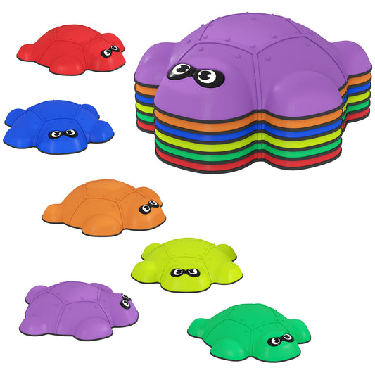 AIYAPLAY 6-Piece Balance Stepping Stones with Non-Slip Edge, Indoor Outdoor Obstacle Courses for Ages 3-8 Years, Multicoloured