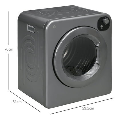 6kg Vented Tumble Dryer, Freestanding, Wall Mounted, Stackable, Portable Dryer with 7 Programmers, Grey