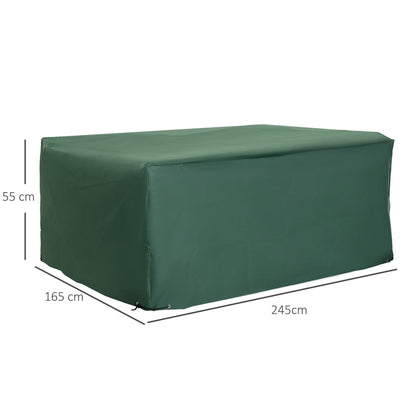 Outsunny Outdoor Garden Furniture Cover Waterproof, Anti-UV 600D Heavy Duty Oxford Fabric Patio Furniture Cover for Rectangular Sofa Table Set, Green, 245 x 165 x 55 cm