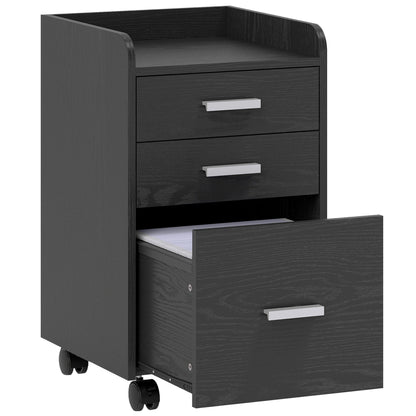 HOMCOM 3 Drawer Filing Cabinet, Rolling File Cabinet with Edged Top for Letter, A4 Size, Hanging File Folders, Black
