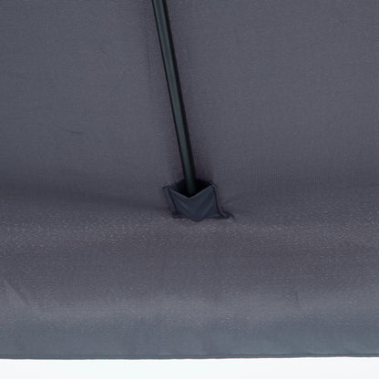 Outsunny 2.3m Half Parasol Semi Round Umbrella Patio Metal Frame Crank Handle for Balcony-- NO BASE INCLUDED, Grey