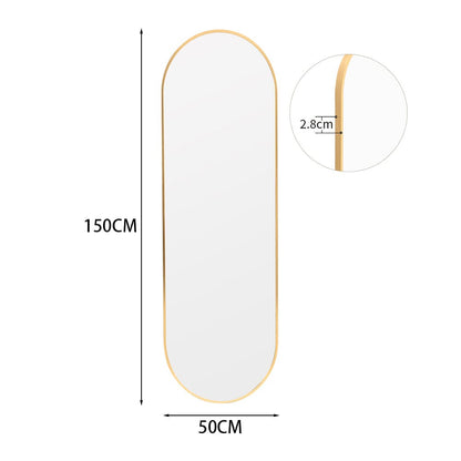 Sleek Contemporary Oval Metal Wall Mirror - Full-Length Design