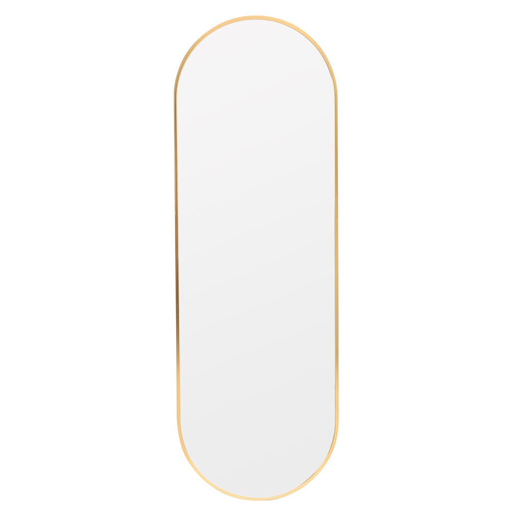 Sleek Contemporary Oval Metal Wall Mirror - Full-Length Design