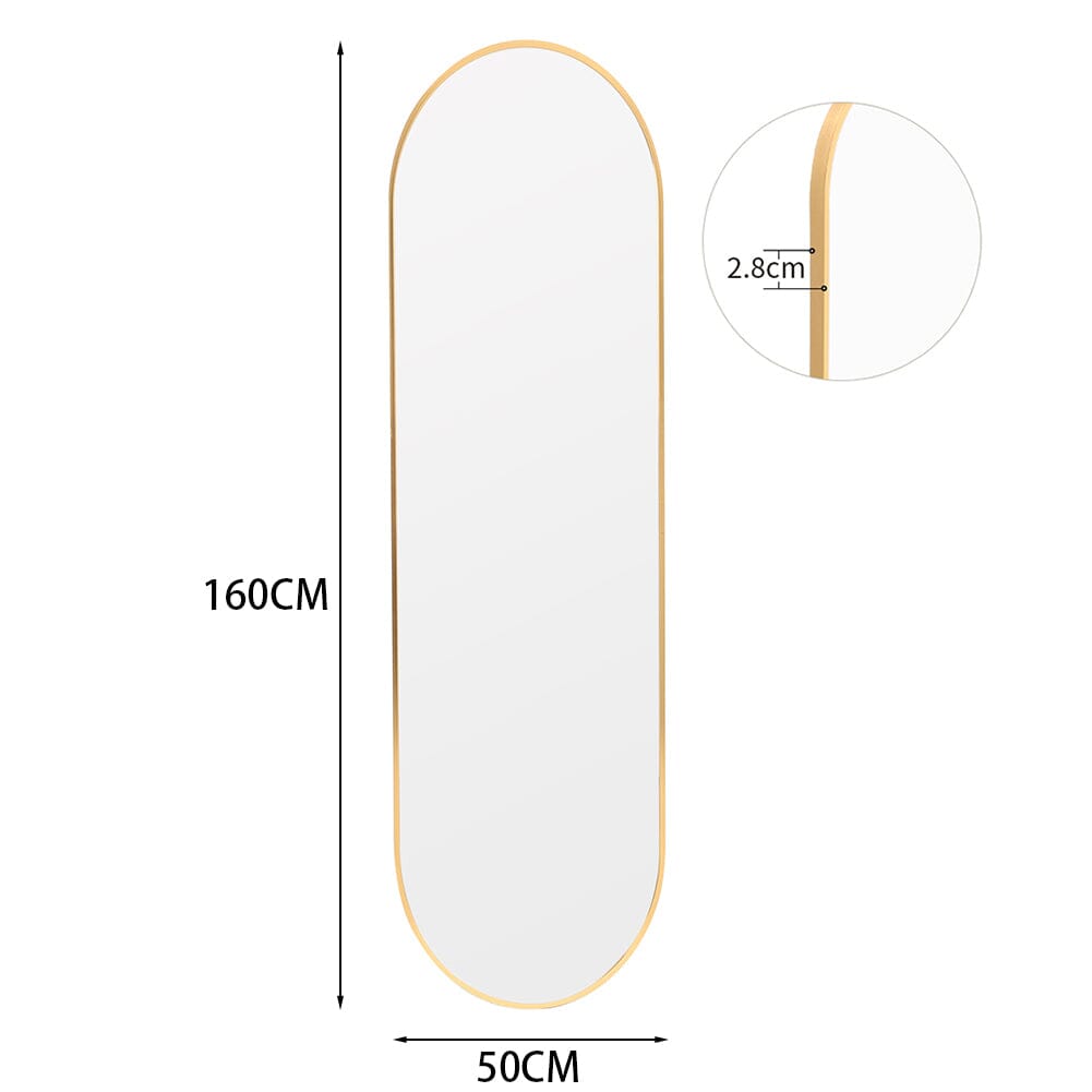Sleek Contemporary Oval Metal Wall Mirror - Full-Length Design