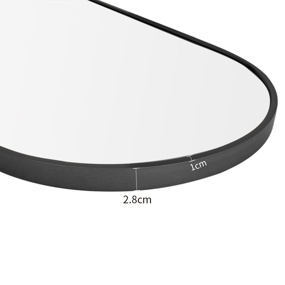 Sleek Contemporary Oval Metal Wall Mirror - Full-Length Design