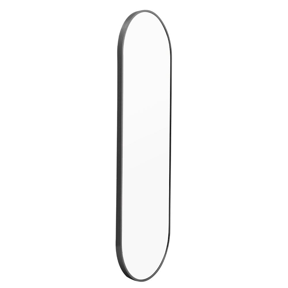 Sleek Contemporary Oval Metal Wall Mirror - Full-Length Design