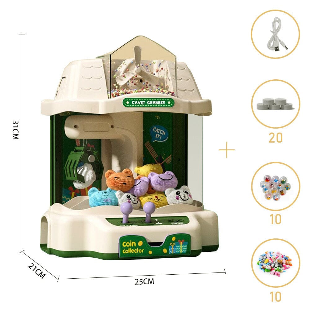 Household Mini Claw Machine with Game Coins-Green